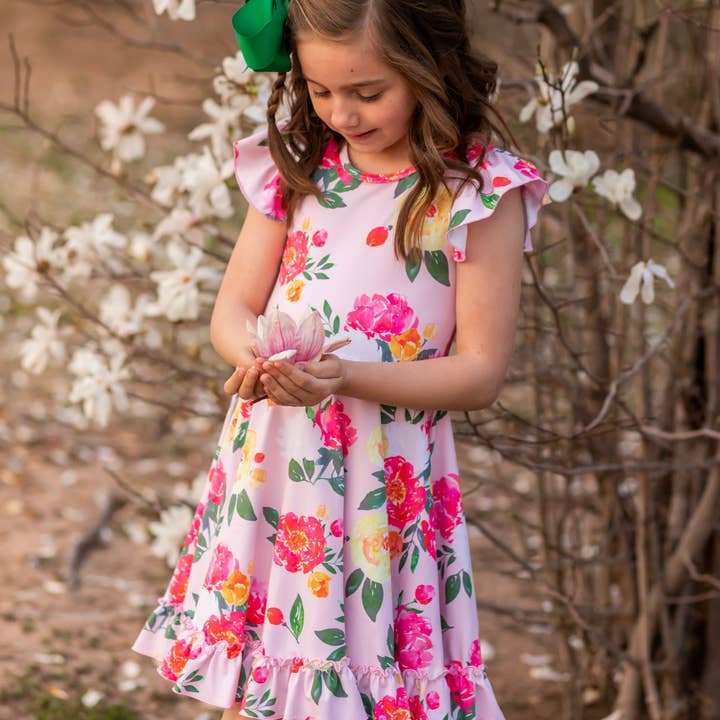 Pink Peony Twirl Kjole for engroshandel hos JustForLittles