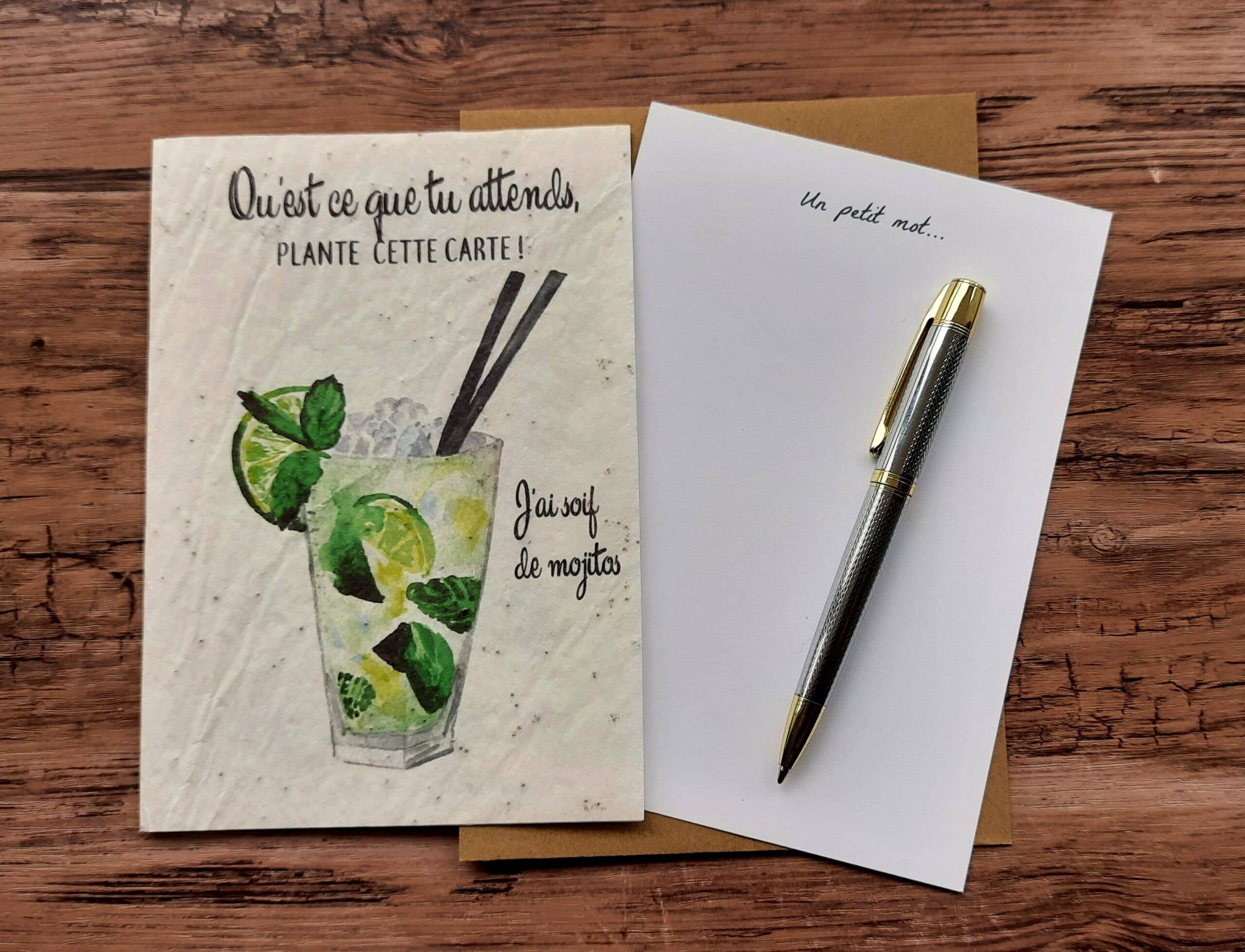 Des Mots Qui Fleurissent - Vente Carte de vœux classique - Carte à planter - J'ai soif de mojitos1