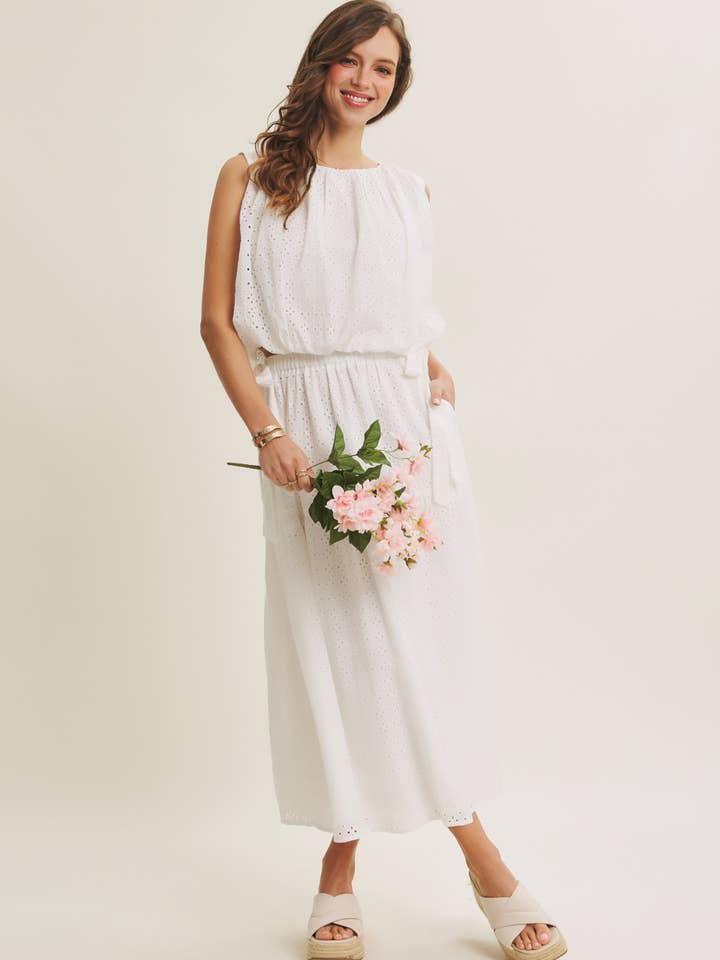 GEVOERDE KATOENEN BUBBELTOP EN MIDI-ROK SET voor wholesale door in february