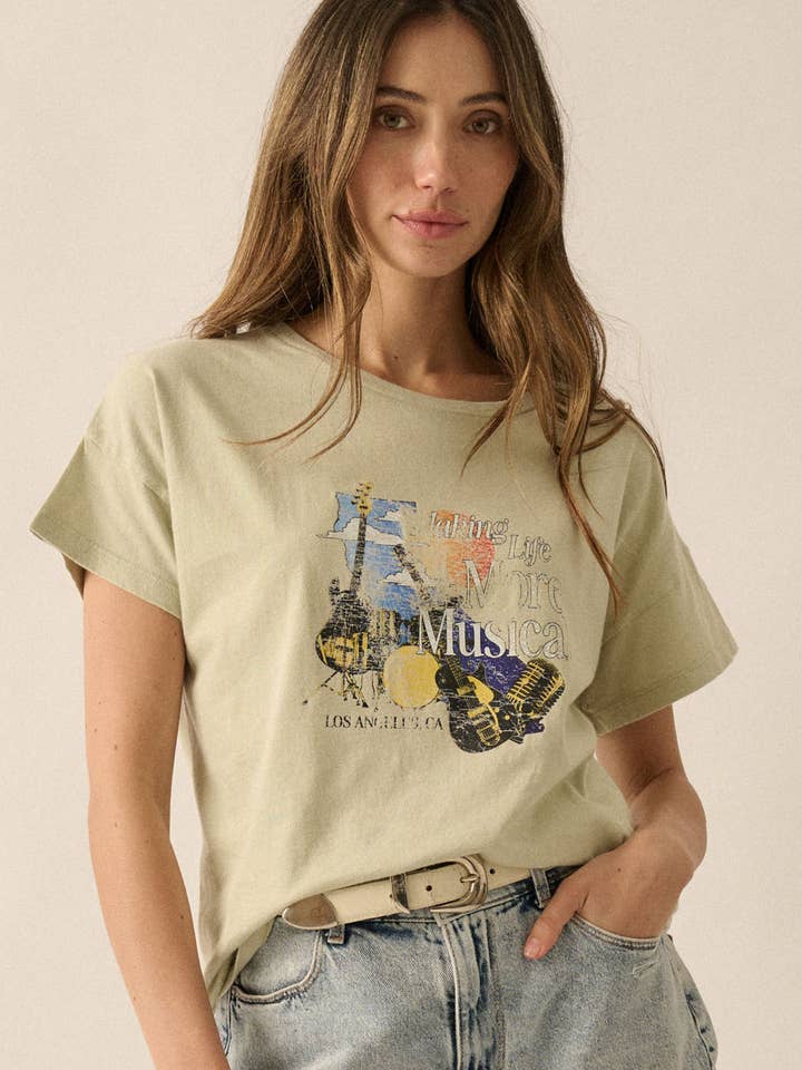 Musical Mineral-Washed Graphic Tee for wholesale by Promesa USA