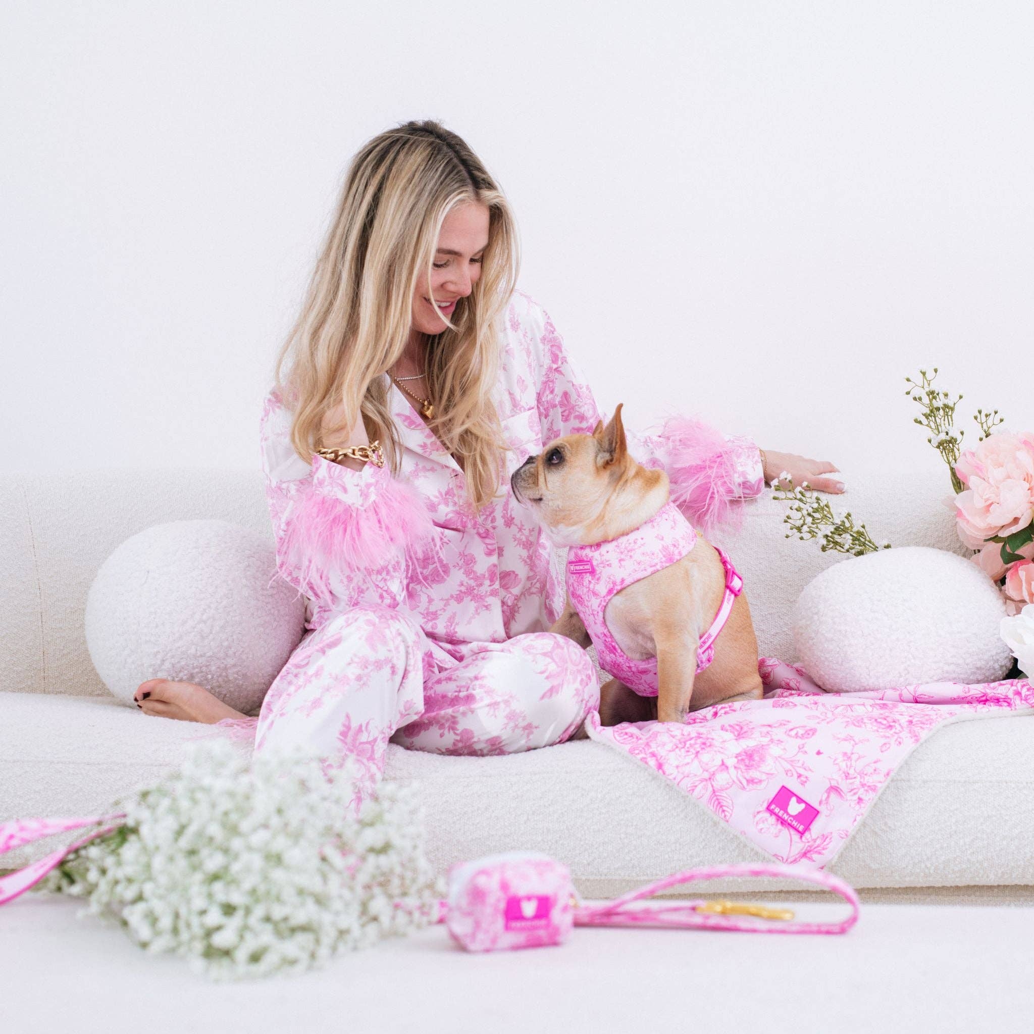 Frenchie - Wholesale Pet Harness - Dog - Frenchie Duo Reversible Harness - Toile- Pink1