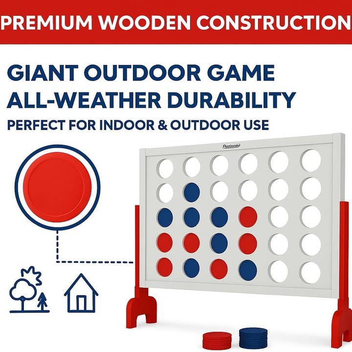 Ergodebrands - Wholesale Board Game - Bolaball 4 in a Row Tabletop Game – 4 to Score Game (Wooden)5