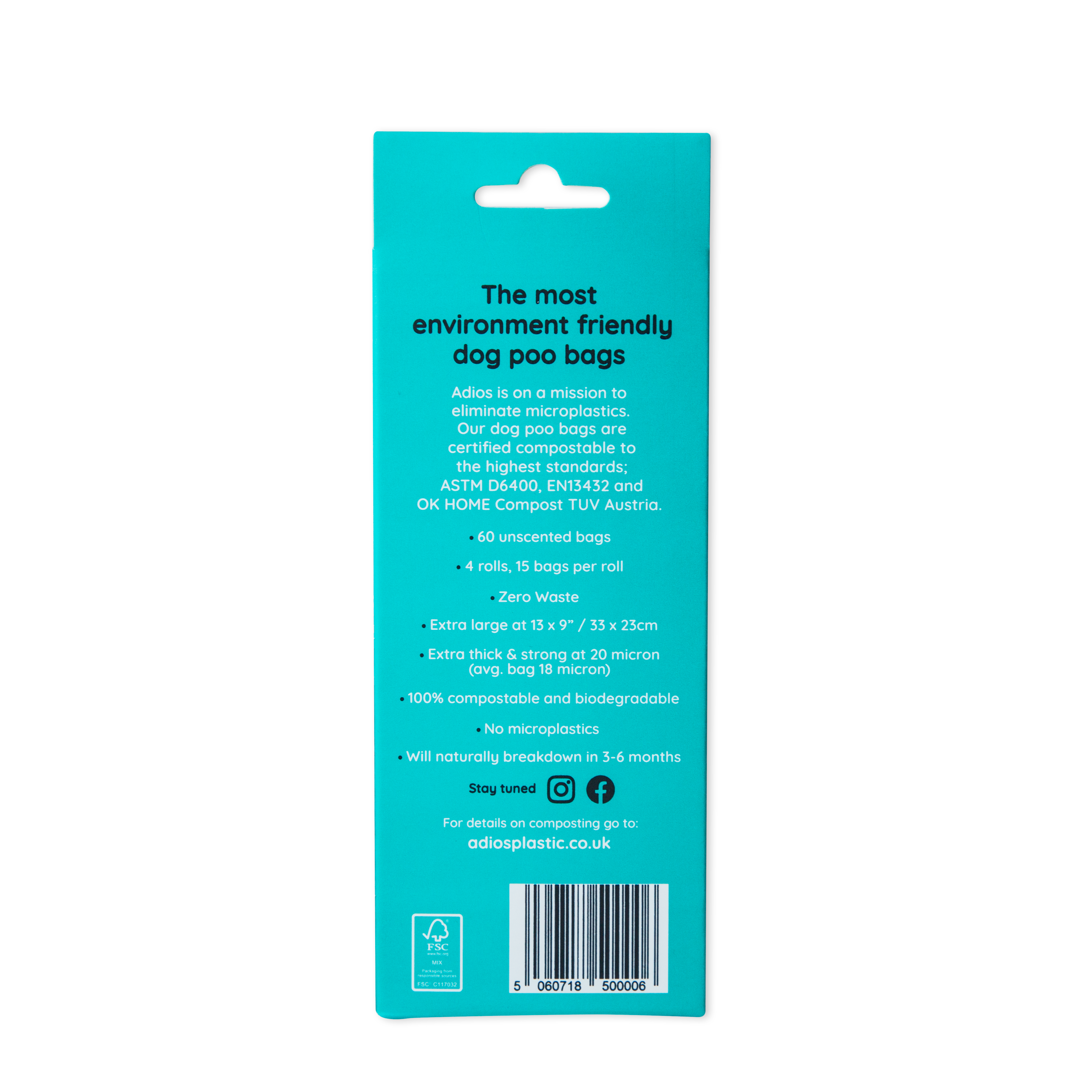 Adios Plastic – wholesale Pet poo bag – Compostable Dog Poo Bags - 4 Rolls in Grey (60 Bags)1