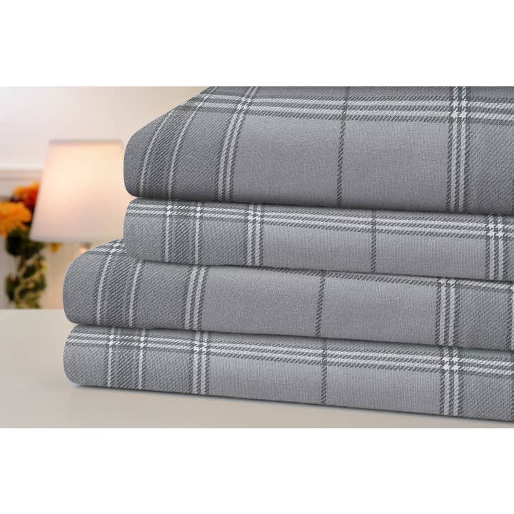 Bed Bath Fashions - Wholesale Sheet Set - Bibb Home Printed Flannel 4 Piece Sheet Set5