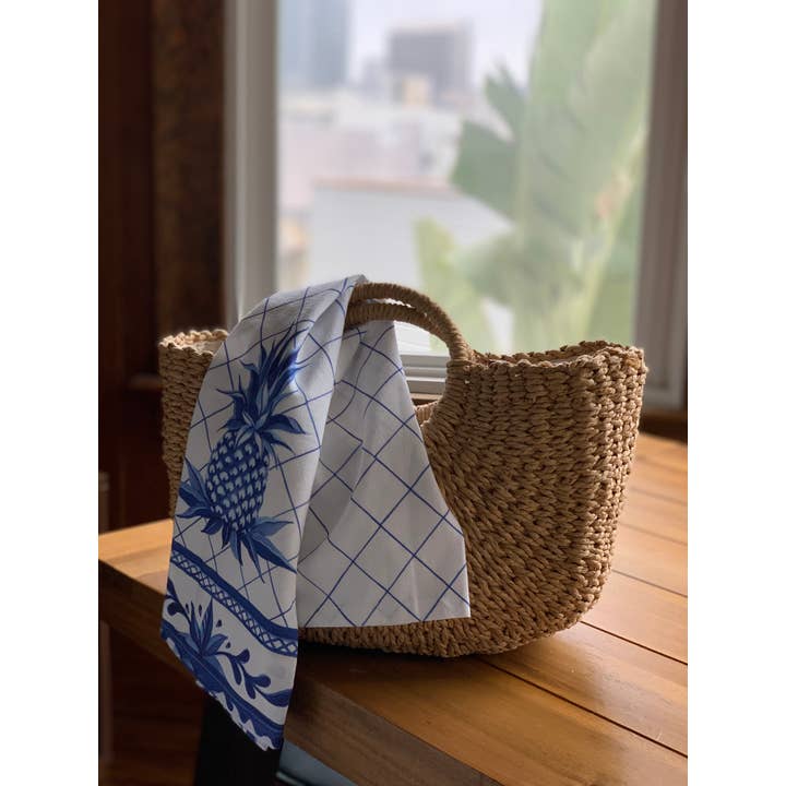 Peking Handicraft - Vente Torchons - Torchon de cuisine à motif d'ananas bleu - Sally Eckman Roberts2