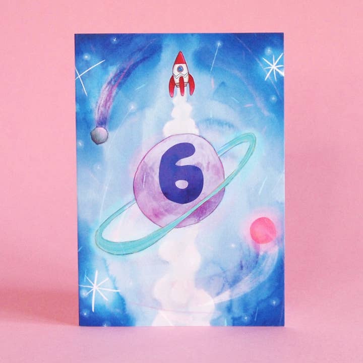 6 Year Old - Space birthday card for wholesale by The Grey Earl