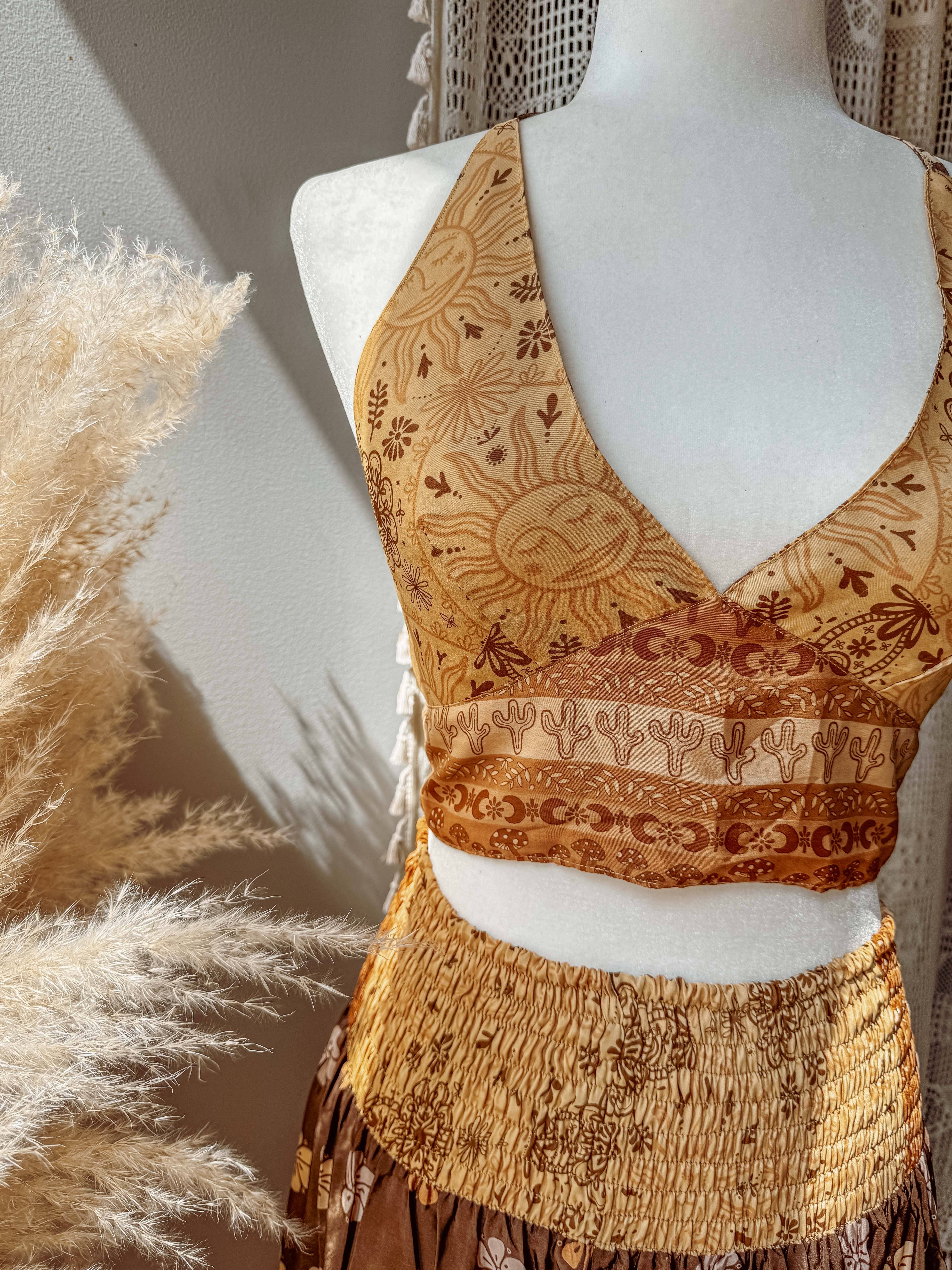 Gardenbelle Shop – Engroshandel Bralette - Dame – Beachy boho neutral ørken solhvervsprint bralette, bh-top2