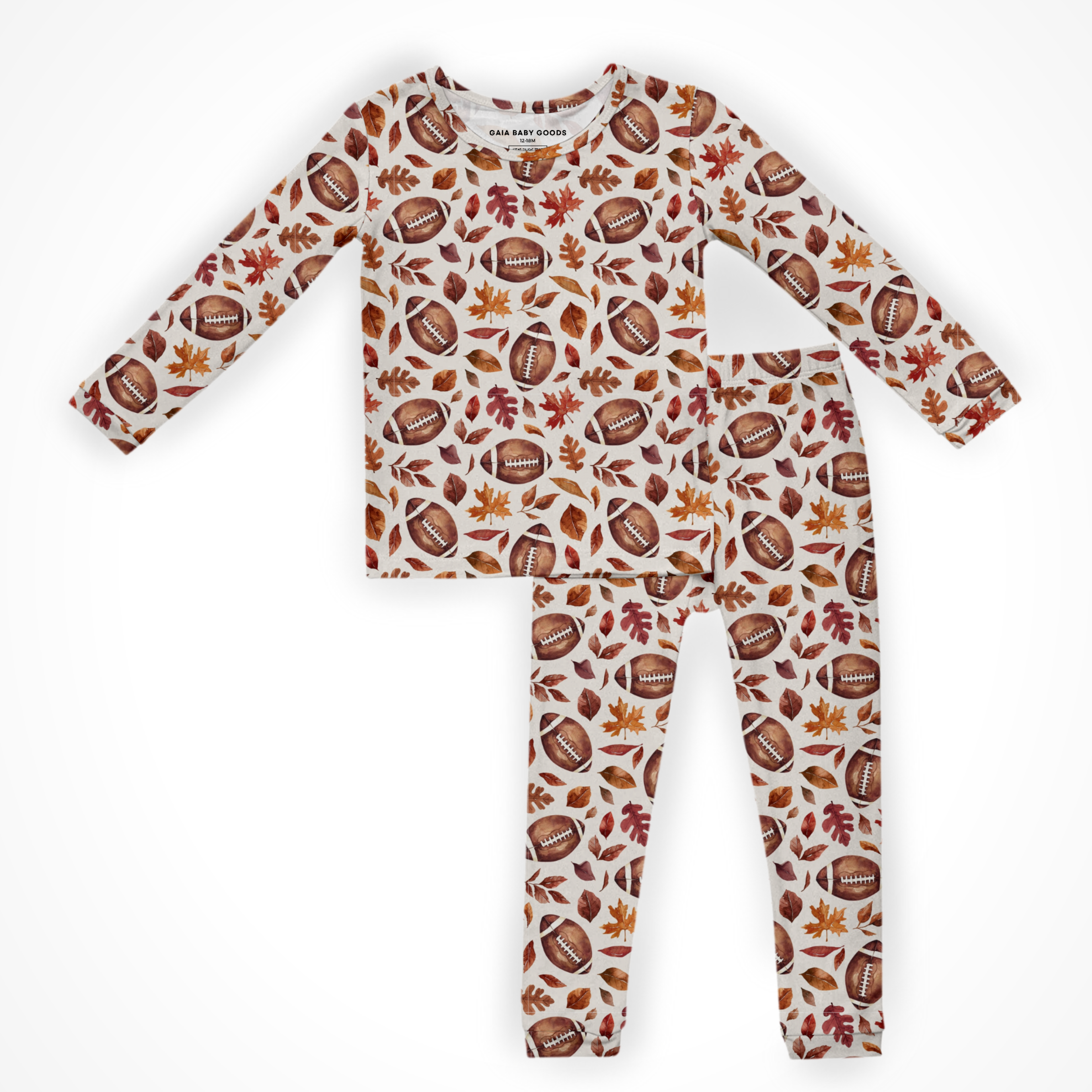 Gaia Baby Goods - Vente Haut et bas de pyjama – enfant - Pyjama en coton biologique pour bébés et tout-petits à imprimé football d'automne3
