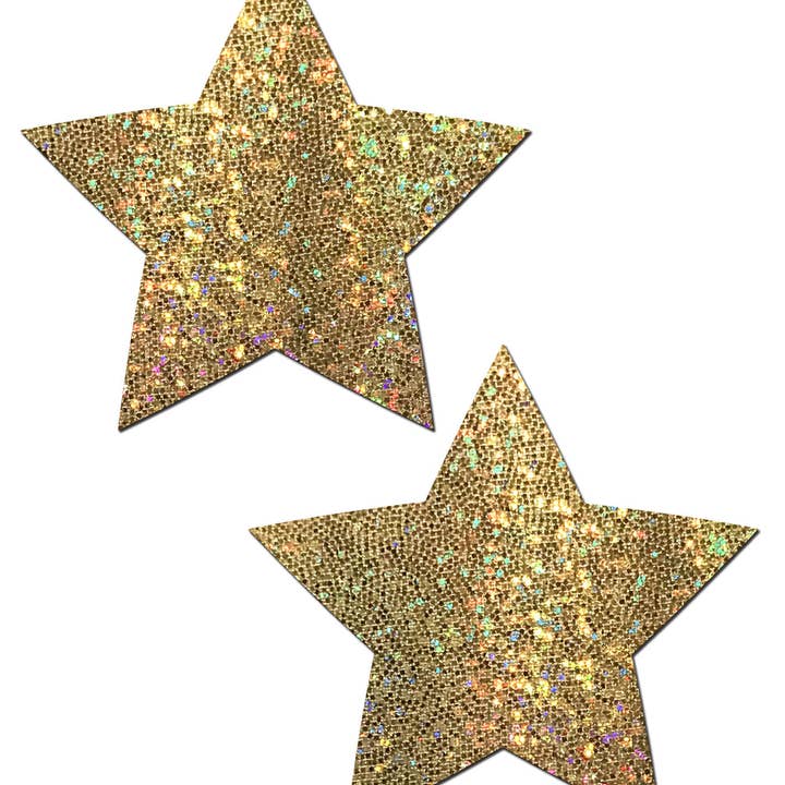 Pastease® – Großhandel Brustwarzenabdeckung – Damen – Star: Gold Glitter Stars Nippel Pasties von Pastease®