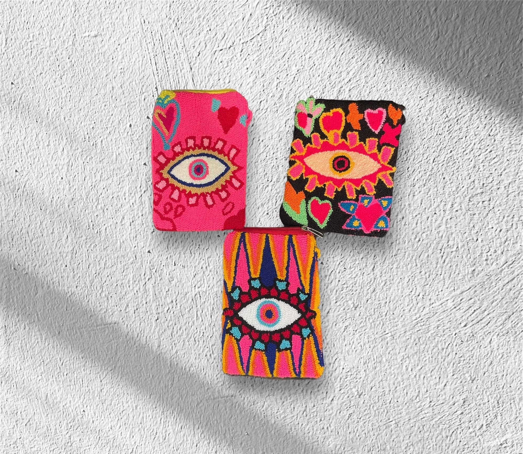 Boutique Femade ® - Wholesale Phone Wallet - Women's - Pink Evil Eye Wayuu Phone Holder2