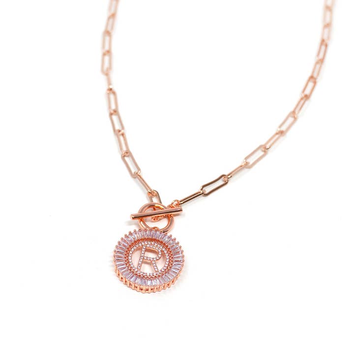 The Sis Kiss - Wholesale Pendant/Charm Necklace - Paperclip Chain Radiant Initial Necklace