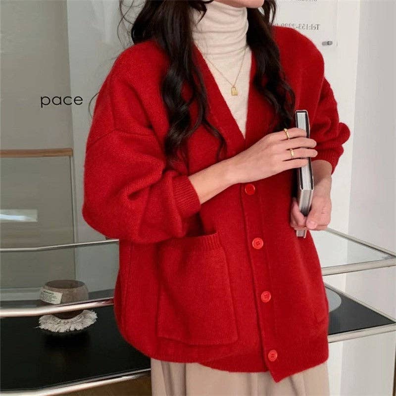 UZ Wholesale Store - Vendita all'ingrosso Cardigan - Donna - Cardigan maglione lavorato a maglia tinta unita versatile7