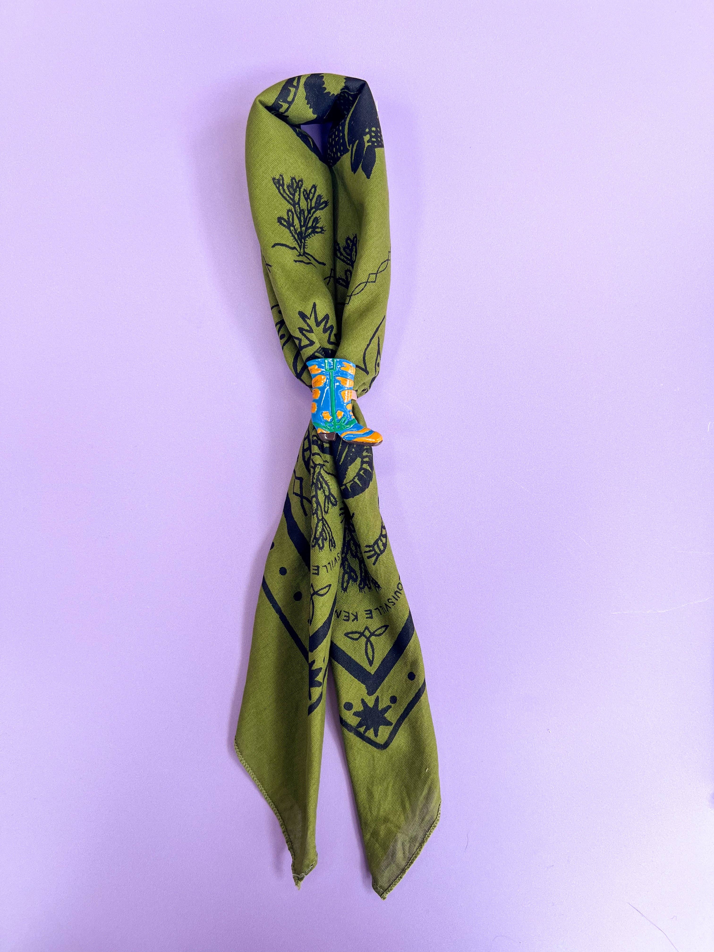 Velvet Outlaw - Wholesale Scarf Clip - Women's - Colorful Cowboy Boot Bandana Slide - Multiple Colors9