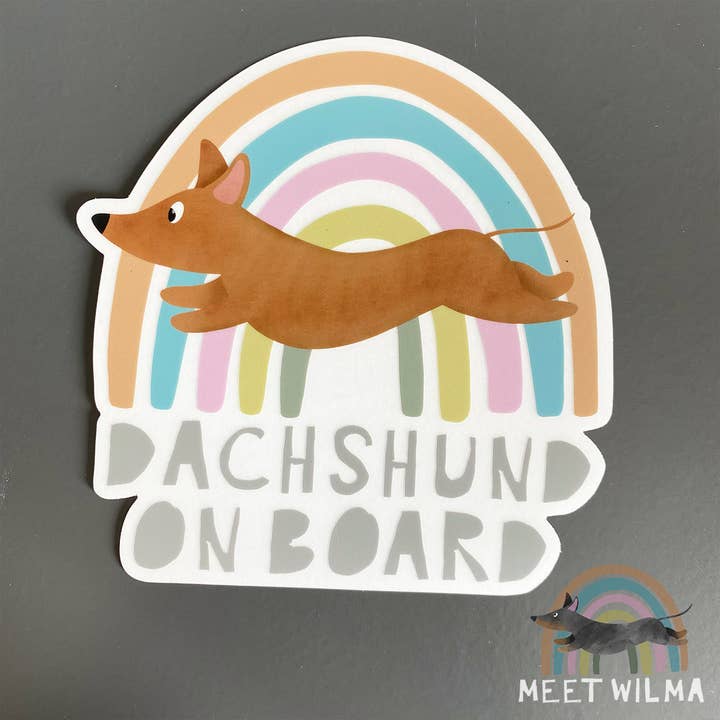 Meet Wilma - Wholesale Sticker - Car Sticker "Dachshund on board"2