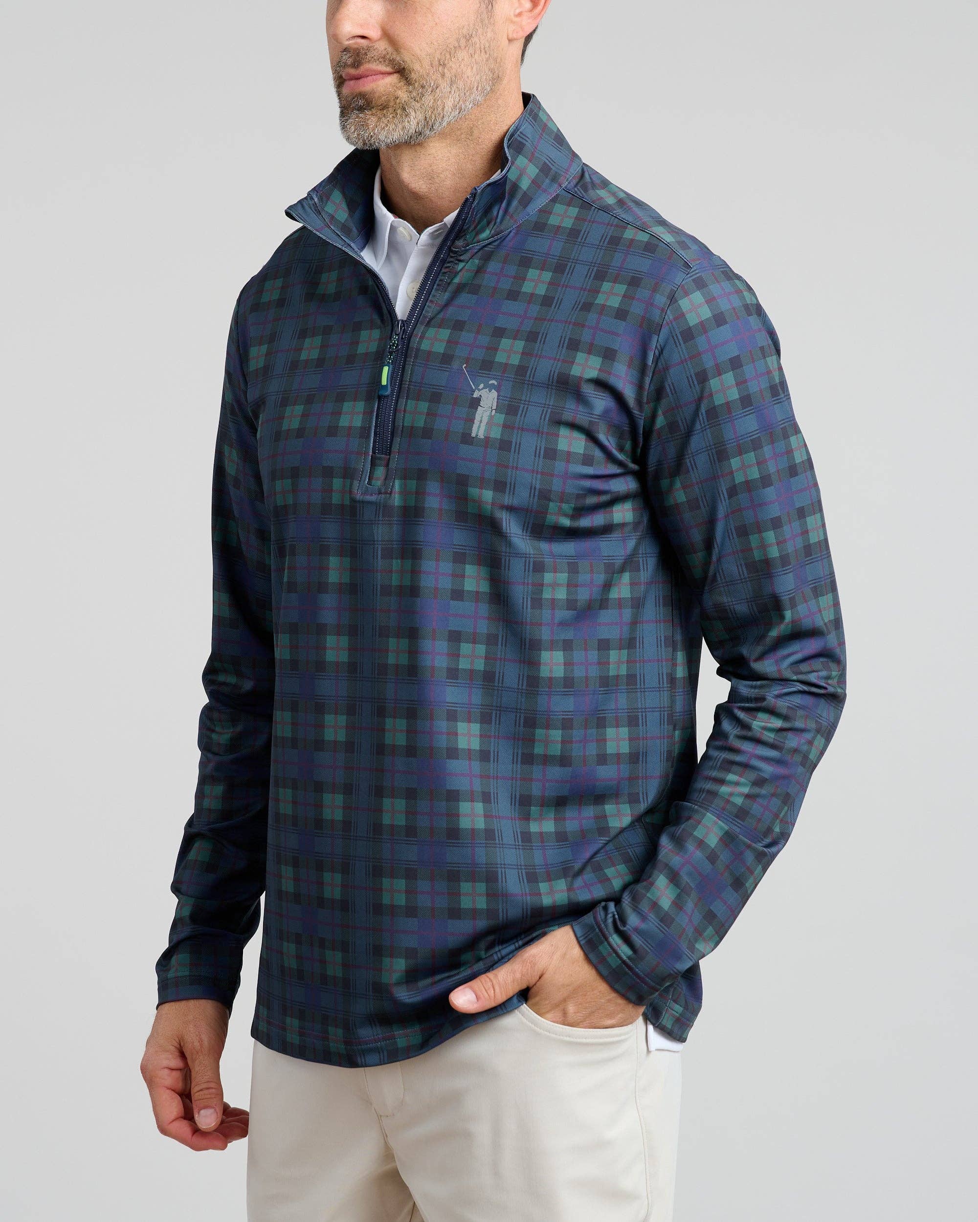 Dark Tartan Men's Chip Shot Pullover for wholesale on Faire3