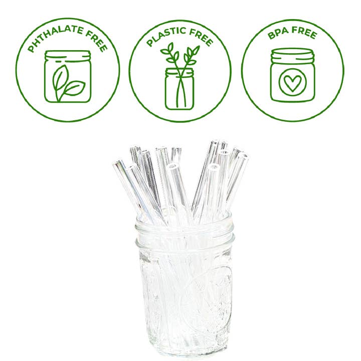 Mason Jar Lifestyle - Wholesale Drinking Straw - Short Glass Straws for Half Pint Mason Jars