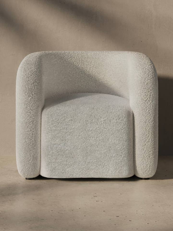 Emma Minimalist Accent Chair - Light Birch Ivory 33"W for wholesale by Belaré Home