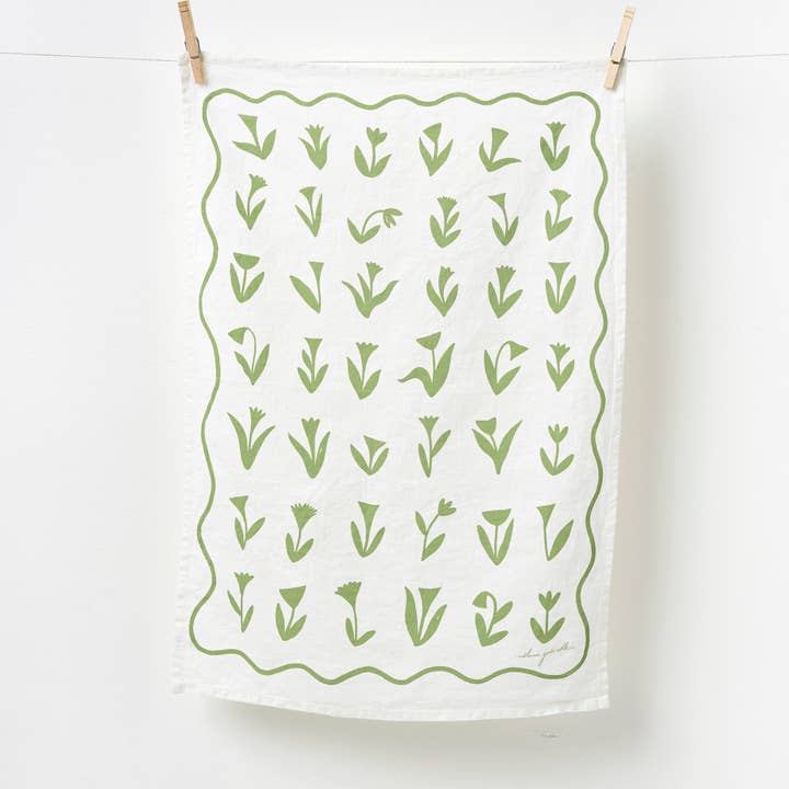 Tulips Tea Towel - Floral Kitchen Linen for Host + Gift for wholesale by Elana Gabrielle