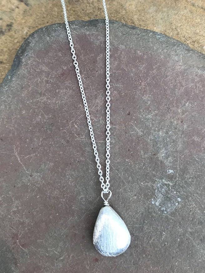 Simple Brushed Teardrop Necklace for wholesale by Deana Rose Handmade Jewelry