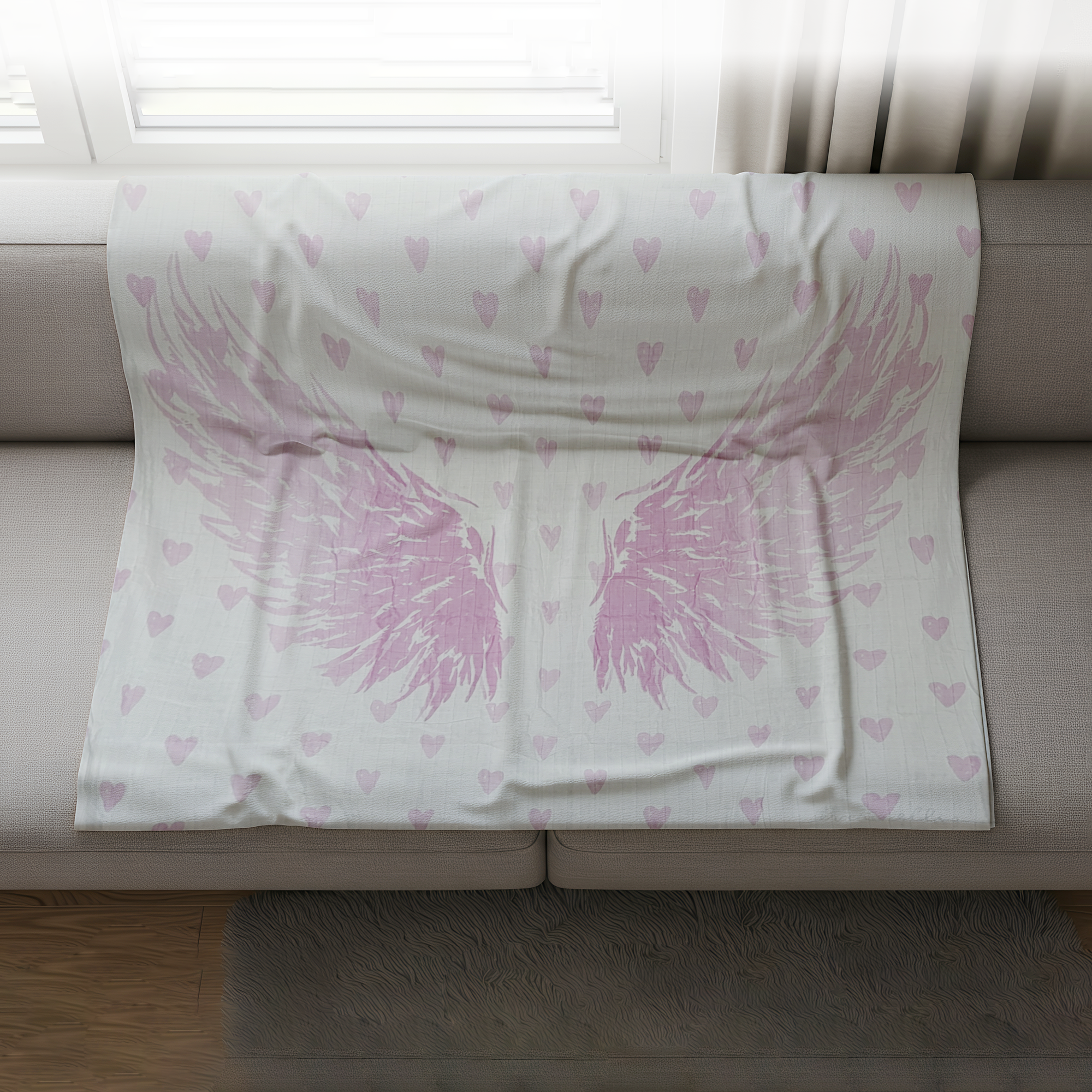 Crover - Wholesale Swaddle - Baby - 100% Cotton Pink Angel Baby Swaddle Blanket4