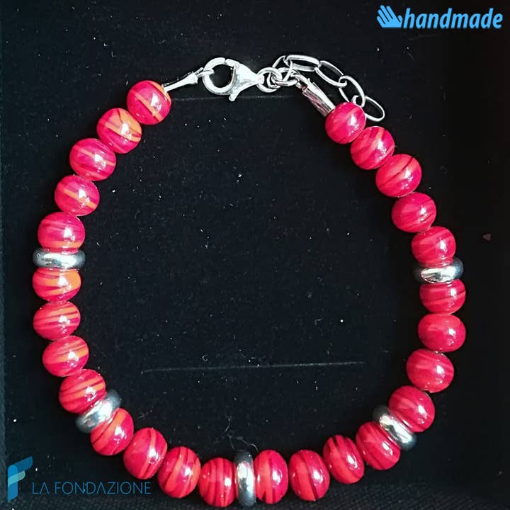 Pulsera de plata y cristal de murano zanzibar hecha a mano para venta al por mayor de La Fondazione - Handmade Murano Glass