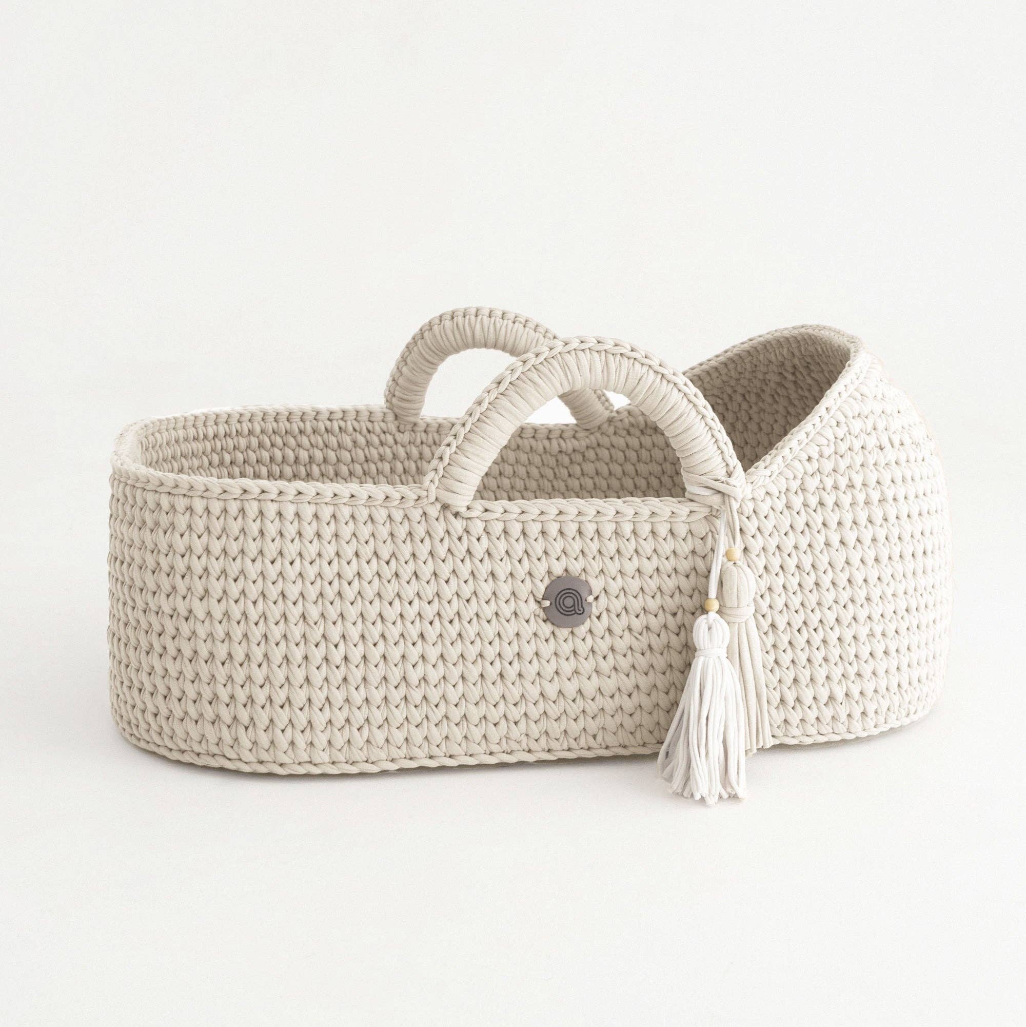 ANZY HOME - Wholesale Bassinet - Baby - Knitted Baby Moses Basket With Round Hood0