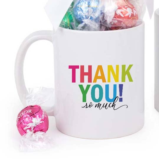Thank You Mug Filled with Assorted Lindor Truffles - Thank You So Much for wholesale by Just Candy