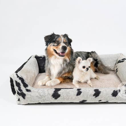 Sunshine Cowhides - Wholesale Pet Bed - Dog - Tricolor Cowhide Pet Bed, 46x34x10.5"