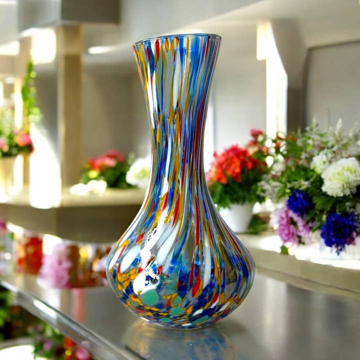 Large Glass Vase “I Colori di Murano”. HARLEQUIN for wholesale by Mazzega Art & Design