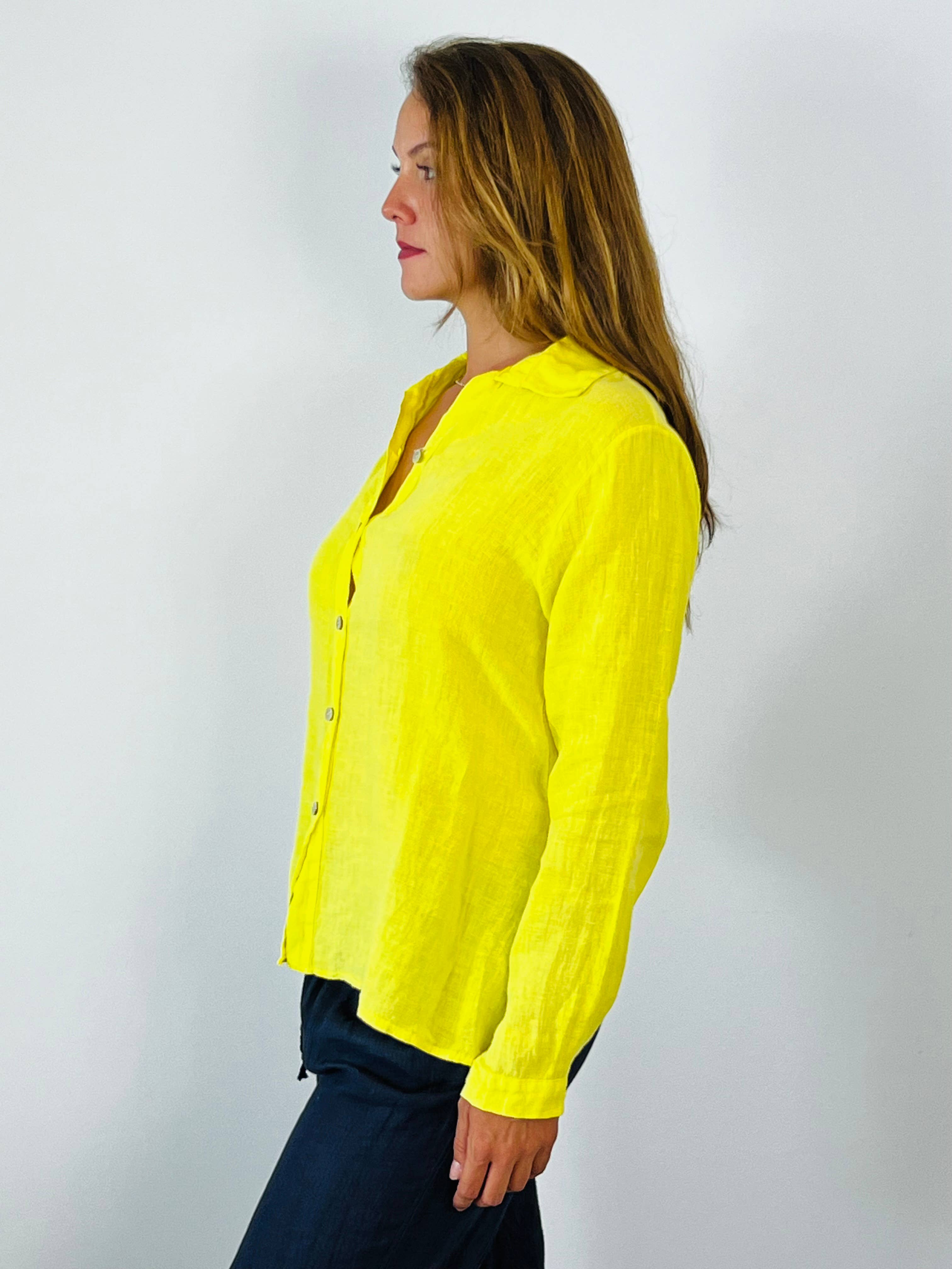 Linen & More - Vente Chemise à col boutonné – femme - Chemise basique pour femme 100 % lin10