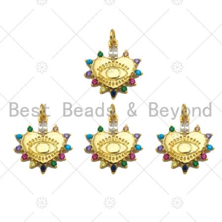 BestBeads&Beyond – Pendente/pingente individual por atacado – CZ mau-olhado em forma de coração charme, 17x19mm, Sku #Z1286
