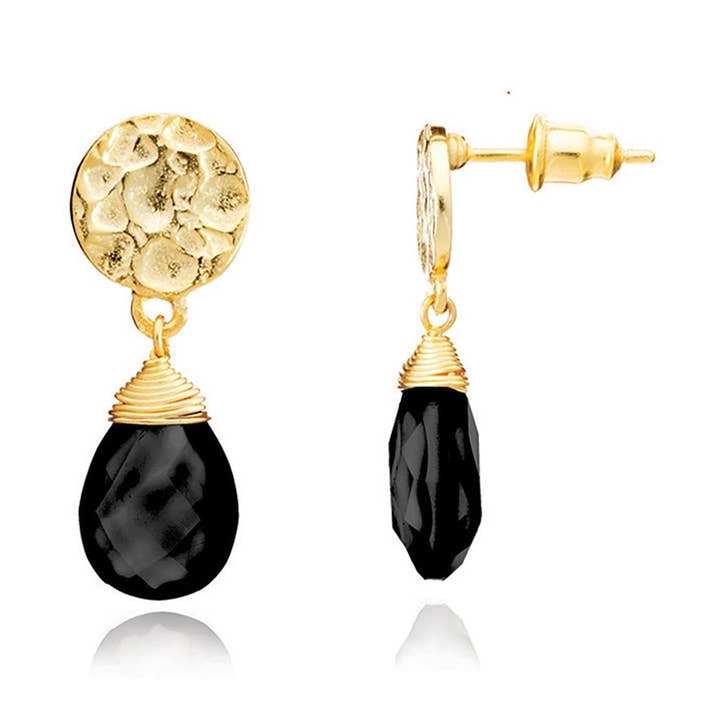 Classic Athena Drop Earrings: Black Onyx with
Gift Box for wholesale by AZUNI London