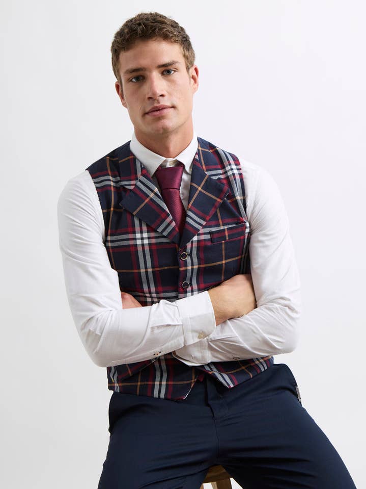 Gilet Tartan Marine pour la vente par williot