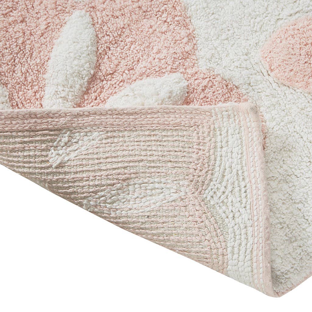 Olliix - Vente Tapis de bain - Tapis de bain en coton médaillon bohème moderne, rose5