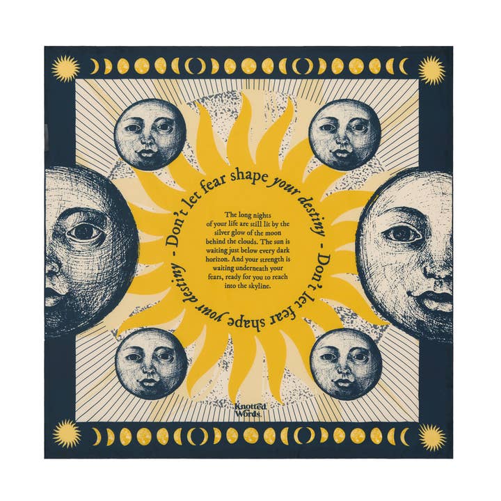 Destiny Awaits - 100% silk twill 'Fortune-Cookie' Scarf for wholesale by Knotted Words