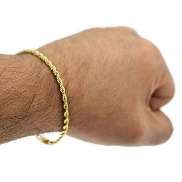 Äkta 10K gult guld diamant skär ihåliga rep armband 8 ” för wholesale av Vesa Jewels