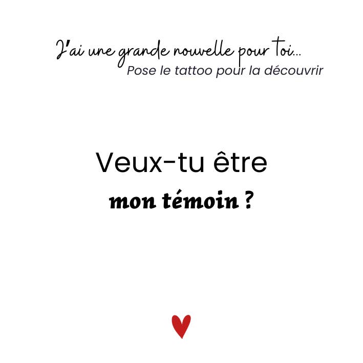 Sioou - Wholesale Temporary Tattoo - Veux-tu être mon témoin ? x5