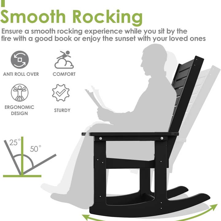 Oversized Outdoor Rocking Chairs Set of Two Black for wholesale on Faire3