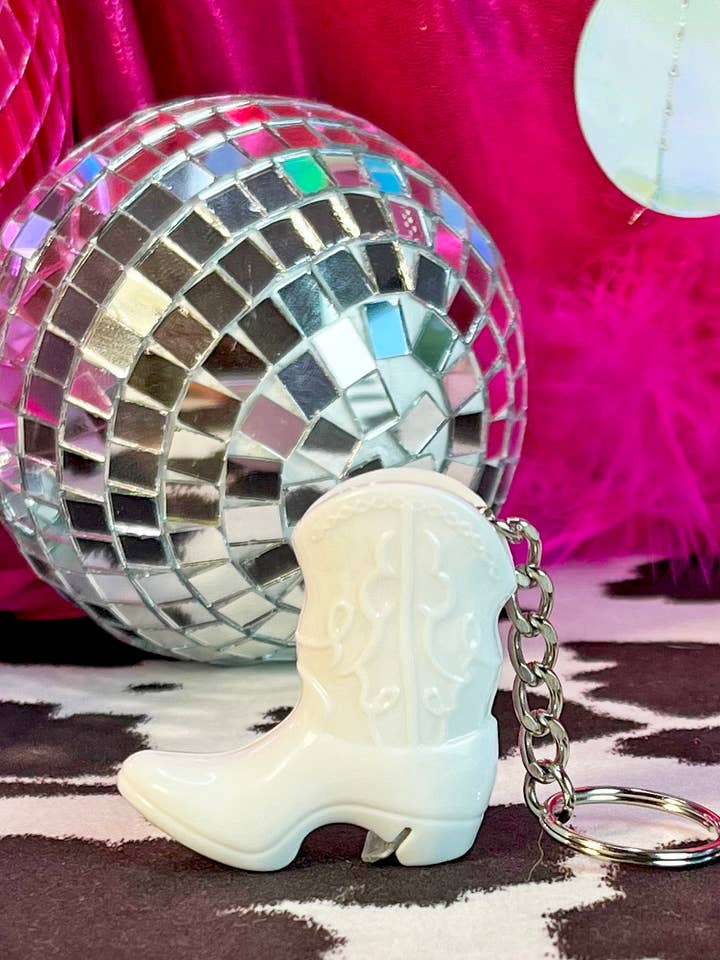 Boot Bottle Opener Keychain- White for wholesale by A Shop of Things