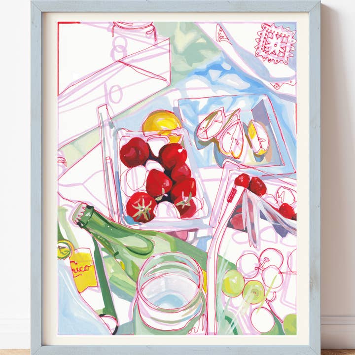 "California Picnic" Lemons & Berries Signed Giclee Print for wholesale by Anissa Riviere Art and Prints