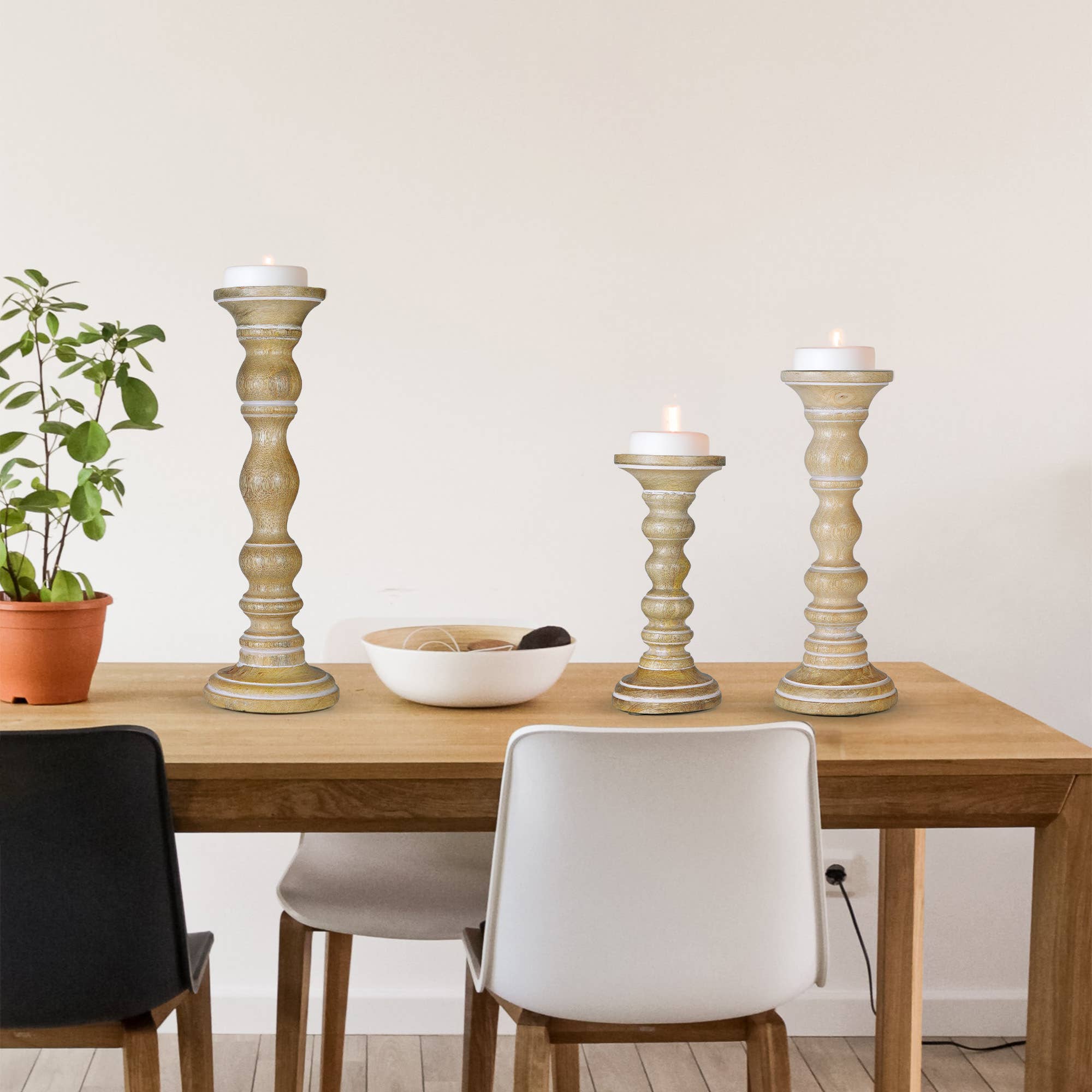 Mela Artisans - Wholesale Candle Holder - Willow Candle Holder Set of 3, 2 finish options4