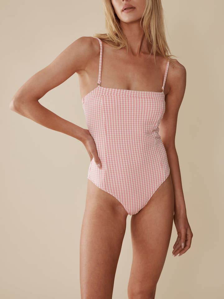 Le maillot une-pièce Ines en carreaux Primrose pour la vente par Julliet