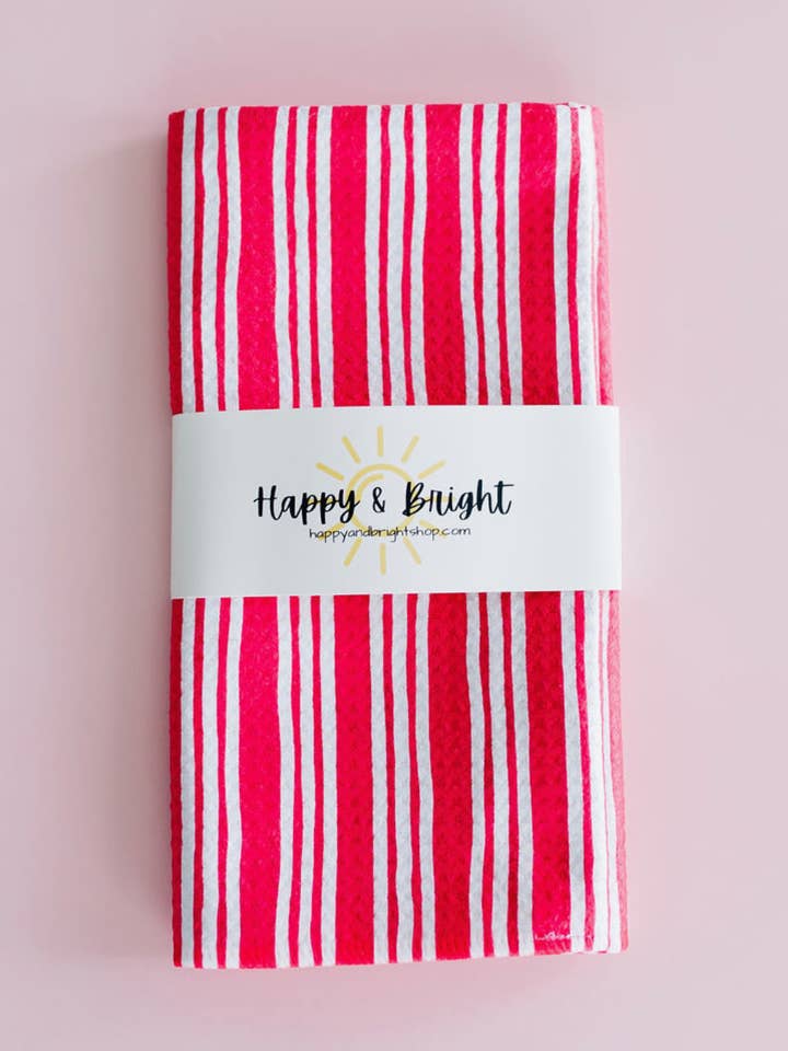 Lipstick Stripe Towel for wholesale by Happy & Bright