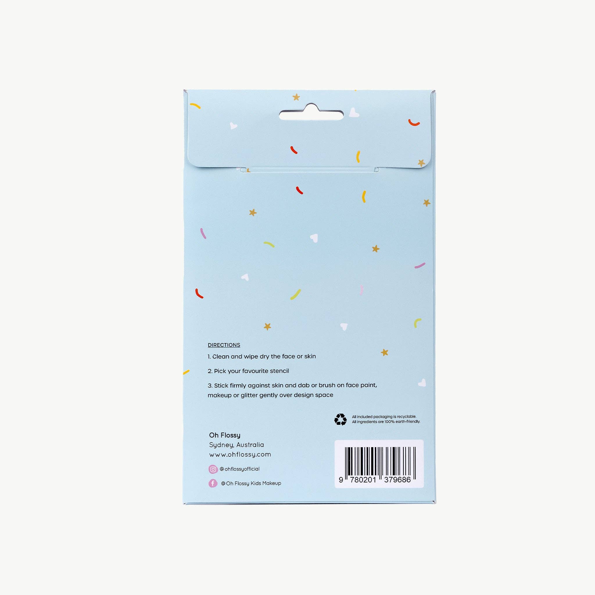 Oh Flossy - Venta al por mayor Maquillaje infantil/pintura facial - Niños - Plantillas adhesivas reutilizables para maquillaje y pintura facial Oh Flossy2