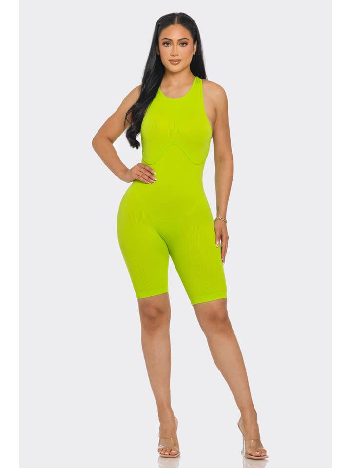 Lime All the Time - Vendita all'ingrosso Tutina - Donna - Tutina Bodycon Yoga Racerback con cerniera6