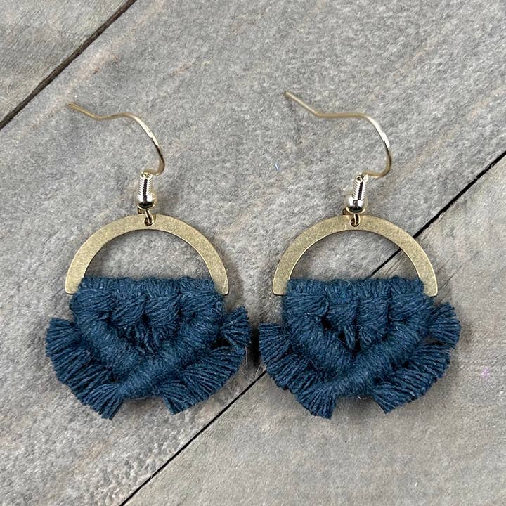 Half Circle Brass Fringe - Forest Green for wholesale by HK Macrame Jewelry