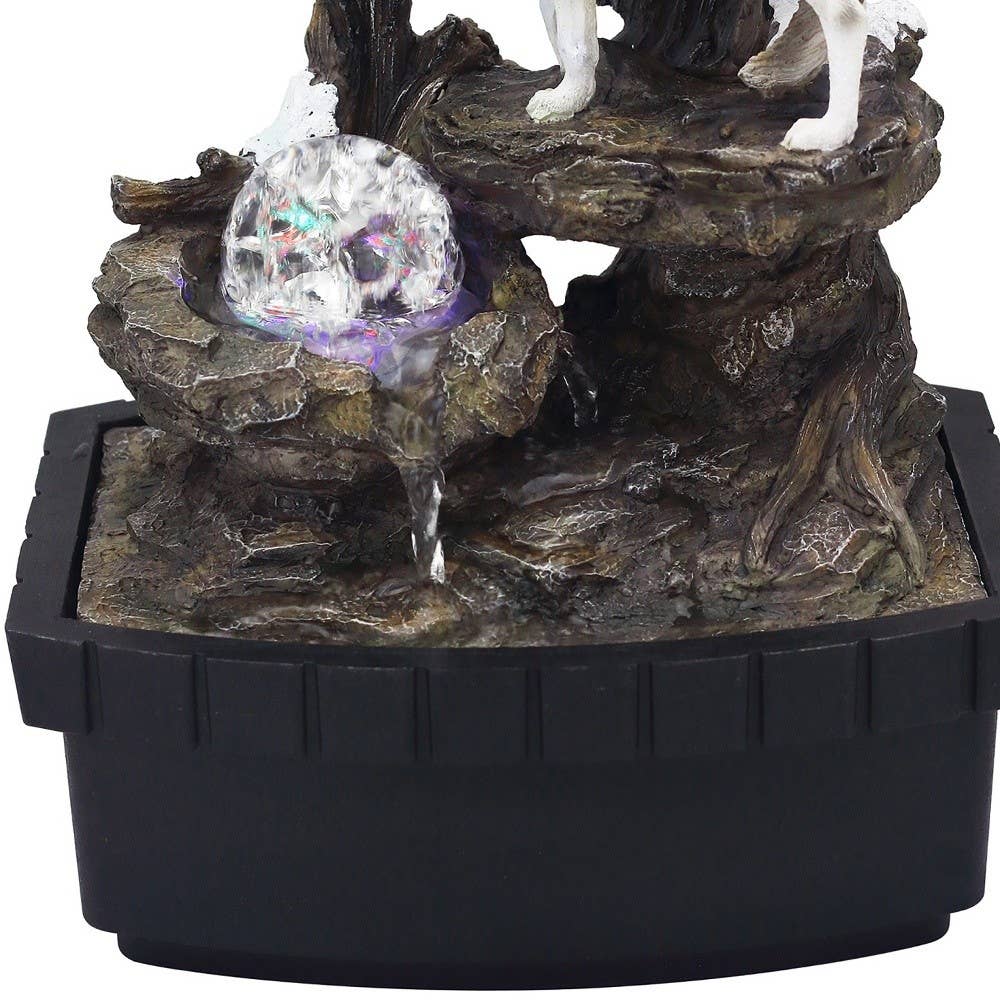 HomeRoots - Wholesale Decorative Tabletop Object - 10" Black Polyresin Wolf Tabletop Fountain Sculpture2