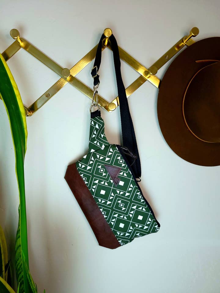 Sling Bag/Western Forest Print Front and Back/Black Zipper for wholesale by 2nd Story Studio