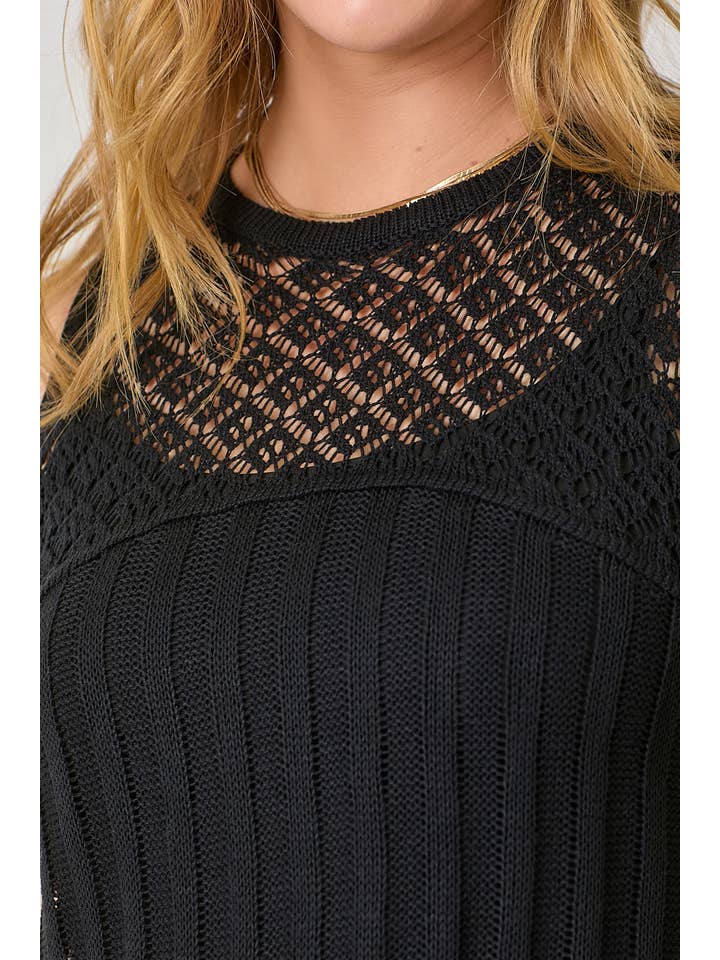 Mystree - Wholesale Knit Top - Women's - 60948 Crochet Yoke Sleeveless Sweater Top 5