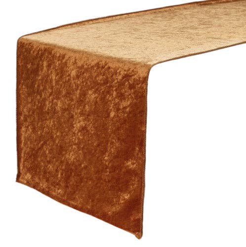 YOUR CHAIR COVERS - Wholesale Table Runner - 14 x 108 Inch Crushed Velvet Table Runner Terracotta1